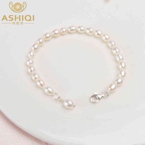 Браслеты С Цепочкой Для Детей оптовых-Цепочка звена Ashiqi Natural Freshwater Gearl Jewelry for Kid Girl Lovely Gift с серебряными детьми браслет Real Mini