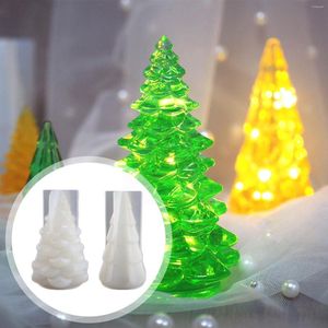 Party Decoration Christmas Tree Silicone Harts Mold Diy Crystal Epoxy Light Mirror Small Xmas Table Night F6K0