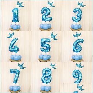 Party Decoration Blue Star Number Balloon Crown Foil Balloons Boy Little Prince st Birthday Decorations Kids Years BDESPORTS DHUS2