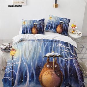 Bedding Sets Warm Cure Series Animation Decoration Home Textile D Digital Printing Cartoon Totoro Set Quilt Pillowcases