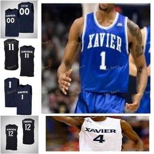 Maglia da basket Sj NCAA College Xavier Musketeers 34 Myles Hanson 35 Zach Hankins 4 Elias Harden 4 Tyrique Sj nes Custom Stitched