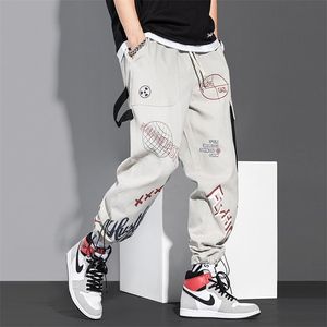 Herrenhose Streetwear Herren Jogger Jogginghose Print Schwarz Weiß Cargohose Techwear Haremshose Knöchellange Hose Sport Casual Running 220922