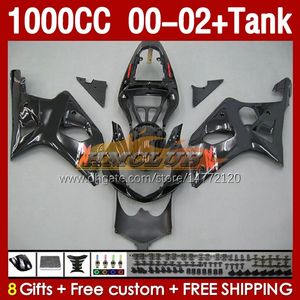 Fairings &Tank OEM For SUZUKI GSXR 1000 CC K2 GSXR-1000 GSXR1000 2001 2002 2002 Body 155No.82 GSX R1000 1000CC 00-02 GSX-R1000 00 01 02 Injection mold Fairing black stock