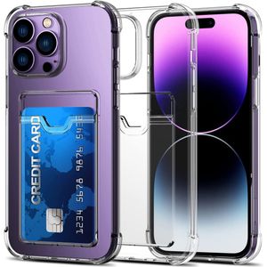 Per custodia per iPhone Porta carte posteriore Slot Slim Thin Antigraffio Soft Silicone Gel Gomma Flessibile TPU Antiurto Protettivo Clear Cover iPhone 14 Pro Max / 14 Plus / 14 6.1