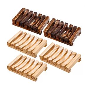 Natürliche Bambus Holz Seifenschalen Teller Tablett Halter Box Fall Dusche Handwaschseifenhalter C0922