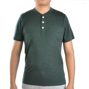 Men's T Shirts Men Merino Wool Short Sleeves Jersey Base Layer Leisure Top Classic Style Huntsman Henley