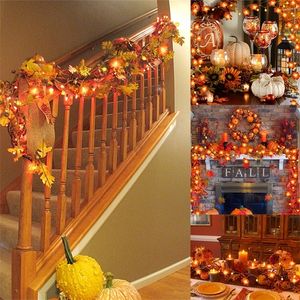 Hundebekleidung 1020 LEDs Kürbis-Ahornblätter-Lichterkette Herbstgirlande Batteriebetrieben Indoor Outdoor Garten Halloween Thanksgiving Home Decor 220921