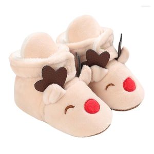 Boots 2022 Chirstmas Unisex Baby Fleece Booties Born Boys Girls Cartoon Plush Cotton Shoes Soft Sole Warm Winter Infant Slippers