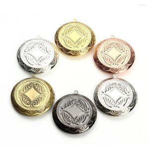 Pendant Necklaces 5 PCS 30mm Round Cabochon Base 45mm Metal Copper Locket Setting 7 Colors Plated Blank Po Frame For Jewelry Making