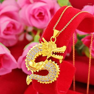 Pendant Necklaces Tiny Zircon Dragon Chain Gold Plated Fashion Cool Men Jewelry Gift