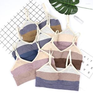 Bustiers korsetter 2022 Sexiga färgblockband BH Womens Push Up Bralette Bekväm sömlös trådfria underkläder