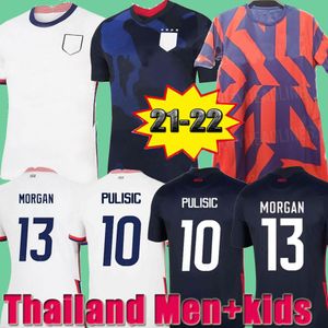 2021 USA voetbalshirt weg Red Men Kids Kits Thailand Kwaliteit Verenigde Staten voetbalshirt Top Reyna Pulisic McKennie Morris Dest Yedlin We