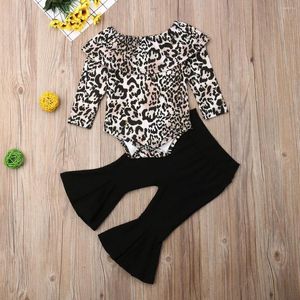 Kleidungssets Kleinkind Kinder Baby Mädchen Herbst Kleidung Leopard Strampler Tops Hosen Leggings Outfits Set