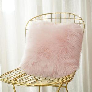 Pillow Artificial Wool Fur Sheepskin Cover Hairy Faux Plain Fluffy Soft Throw Pillowcase Washable Solid Case