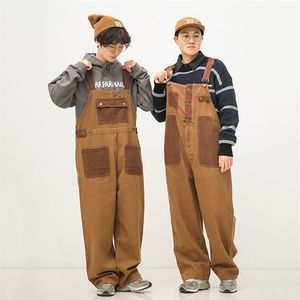 Cal￧a masculina masculina roupas japonesas Retro Orangebrown Color Comparando macac￵es neutros, dois macac￵es retos soltos 220922
