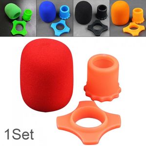 Microfono Anti-Roll Anti-Skid Case con microfono Sponge Cover Set Mic Protection Anello in silicone Supporto per asta inferiore