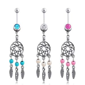 Navel Button Rings Dream Catcher Belly Navel Button Ring Mix Colors E3