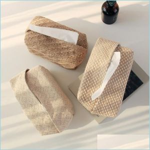 Tissue Boxes Napkins Cotton And Linen Pum Box Fabric Simple Weaving Home Decoration Toilet Paper Storage Container Office Ca Bdebag Dh8Zj