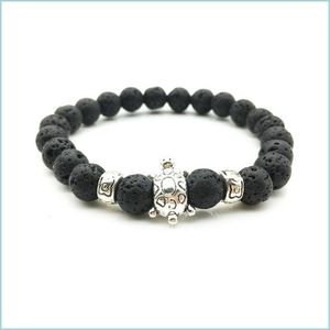 Urok bransolety męskie bransoletki luksusowe biżuterię kobiety Matt Stone Bead Bransoletka słonia głowa Lion Owl Turtle Lava Dhseller2010 Dh8OQ