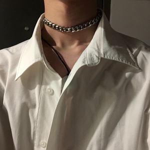 Choker Necklace Jewelry Hip-hop Punk Stickers Neck Chains Stainless Steel Thick Men and Women Trendy Clavicle Chain