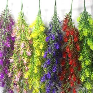 Dekoracyjne kwiaty Wisząca na ścianę symulacja liści rattanu gałęzie zielona roślina woda trawa domowa dekoracja ślubna sztuczne rośliny winorośl