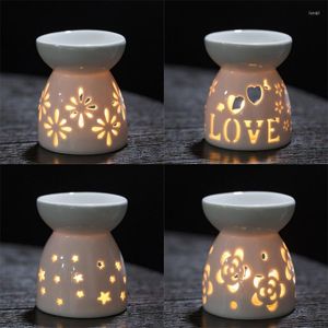 Candle Holders Household Practical Ceramic White Oil Burner Essential Furnace Romantic Melt Wax Warmer Diffuser Home Decor