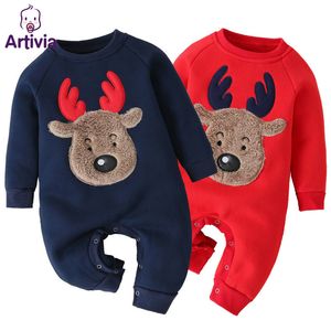 Footies Jumpsuit för småbarn Julen långärmad bomullsflicka pojke pojke vinterkläder födda flickor pojkar romper 0-12m 220922