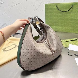 Cosmetic Bags Cases Canavs Crossbdoy Bags Attache Shoulder Handbag Tote Bags Patchwork Leather Hook Fastener Zipper Cotton Linen Top Quality Women Half Moon