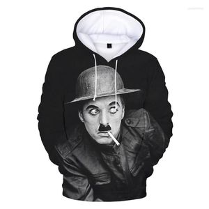 Moletons masculinos Charlie Chaplin 3D Capuz de moletons de capuz masculino Mulheres Moda Pullover casual Harajuku Streetwea Men-Pullovers