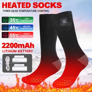 Calzini da uomo 2200mah Termosock termici da donna riscaldati elettricamente Scaldapiedi Caldo Trekking Sci Ciclismo Riscaldamento invernale Y2209