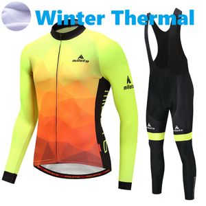 2024 Pro Mens fluorescenza gialla invernale in bicicletta invernale set abiti da ciclismo per mountain bike a maniche lunghe usura