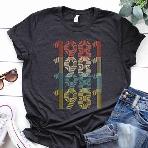 レディースTシャツ女性Tシャツファッション女性Tシャツ夏の女性ティー1981プリントレディーストップスヴィンテージ半袖服