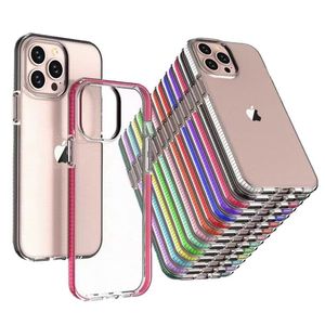 Custodie in TPU morbido a doppio colore Cover per paraurti in cristallo trasparente per iPhone 14 13 12 11 Pro XR XS Max X 8 7 Plus