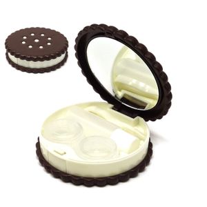 Kontakta Lens Accessories Cookie Shaped Case Travel Box med Mirror Brown Drop Delivery 2022 TOPSCISSORS AMSQP
