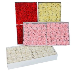 Decorative Flowers 50Pcs/Set Artificial Flower Head Carnation Soap Creative Gift Box Bouquet Mother'S Day Teacher'S Thanksgiving