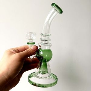 8.5 inch Portable Green Glass Water Bong Hookah Oil Dab Rigs Smoking Pipe Percolators