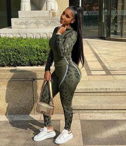 Women's Two Piece Pants Street Camouflage Tracksuit For Women Set Fall Winter Outfits Zipper Hooded Top And Sweat Suits Matching Sets