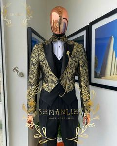 2023 Italian Tailcoat Design Men Suits For Wedding Jacket Pants Vest Formal Prom Men Suit Terno Set Groomsmen Groom Tuxedos