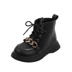 Boots Children For Girls Autumn Classic New Kids Tide With Metal Chains Glitter Crystal Princess Fashion Sweet Hot Y2209