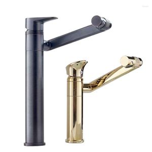 Bathroom Sink Faucets BAKALA Black Single Handle Brass Faucet 360 Degree Rotation And Cold Mixer Tap