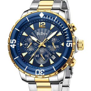 Zegarki na rękę Biden męskie zegarki luksusowa najlepsza marka Rotat Mix Color Dial Chronograph Man Quartz zegarek ze stali nierdzewnej Sport Sport Casual Gift 0923