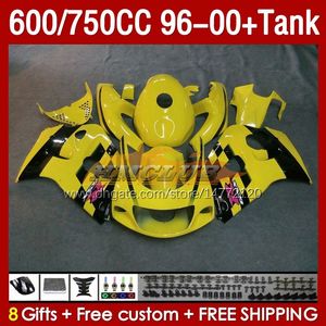 Tanque de carenagens para Suzuki SRAD GSXR 600 750 CC 600cc 750cc 96-00 Corpo 156no.54 GSXR750 GSXR-600 GSXR600 96 97 98 99 00 GSX-R750 1996 1998 1999 2000 Estoque amarelo