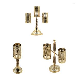 Candle Holders Vintage Candlestick Hollow Holder 1/2/3-head Stand Candlelight Taper for Dining Table Centerpieces J78C