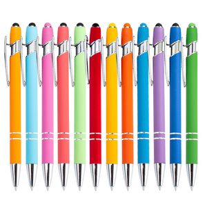 Ballpoint Pens Rainbow Gumowane miękki długopis z stylowym końcówką stylowo -metalowy metalowy atrament średniego punktu po punkcie 12 kropli bdesybag amsqe