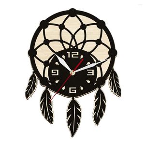 Zegary ścienne łapacz snów Zachowaj dobre sny i błogosławieństwa Vintage zegar na salon wystrój pokoju kieszonkowy artykuł drewniany