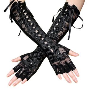 Zapasy imprezowe 1 pAIR Kobiety gotyckie długie rękawiczki bez palca czarny punkowy biodro jazz disco mittens clubwear taniec cosplay cosplay