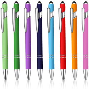 Penne a sfera Penna con inchiostro nero Stylus Black 2 in 1 metallo 0 mm punto medio arcobaleno liscio colorf gommati per touch screen mxhome amecr