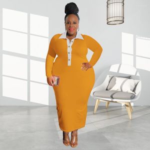 Plus Size Klänningar Elegant Fest Afrikanska Kvinnor Smal långklänning Kväll Bodycon Cocktail Balklänning Enfärgad Maxikjol Höst