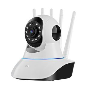Hem WiFi -kamera inomhusbabinsmonitorer 360 grader Roterande säkerhetsövervakning Trådlös natt Visionövervakning Kamermobiltelefon Fjärrvisning