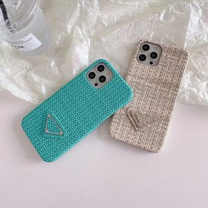 Mobile Phone Cases Triangle Pattern Designer Phonecase For IPhone 14 Pro Max 13P 12 11 XR Luxury Retro Case Knitted Shockproof Cover Shell